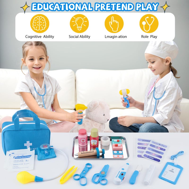 XZZO Doctor Kit for Kids  36 Pcs Kids Doctor Play Set kit for Toddlers 3-5 with Medical Storage Bag & Real Stethoscope  Medical Kits Doctor Toys  Fun Doctor Role Playing Game Gift for Kids Toddlers - Image 2